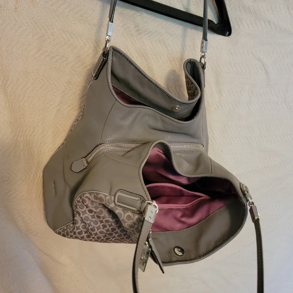 Coach Gray Signature Canvas Shoulder Bag